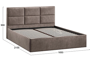 Кровать Стелла c ПМ 160х200 Тип 1 (Микровелюр/Wellmart Latte)