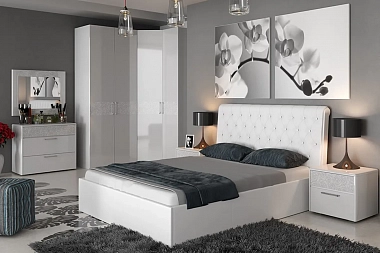 Двуспальная кровать Скарлет с мягким изголовьем 160х200 (Белый) фото