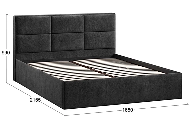 Кровать Стелла c ПМ 160х200 Тип 1 (Микровелюр/Wellmart Graphite)