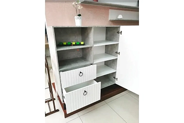 Шкаф комбинированный Санторини мод №16 (Ателье светлое/Белый матовый)