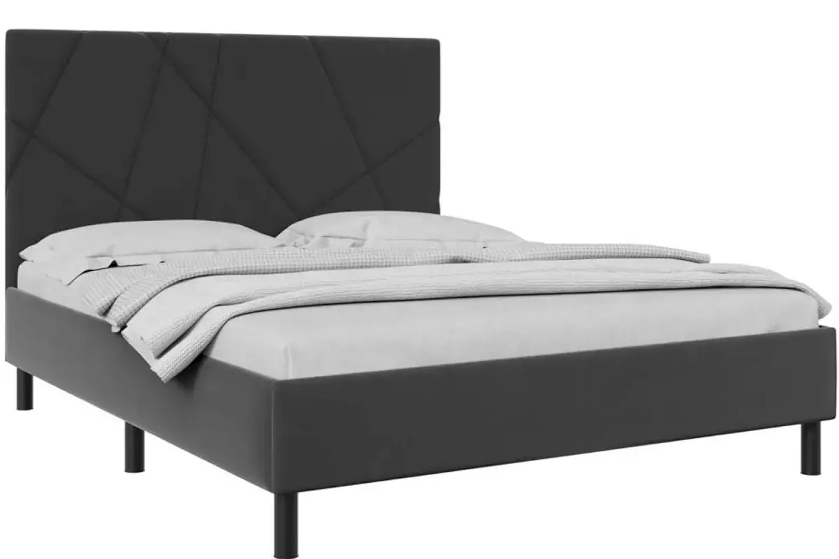 Кровать Валери 160х200 с ПМ (Ткань темно-серая)
