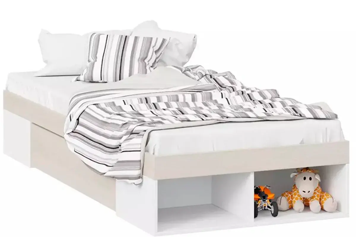 Кровать с ящиком Сканди СМ-386.12.001 (Дуб Гарден/Белая)
