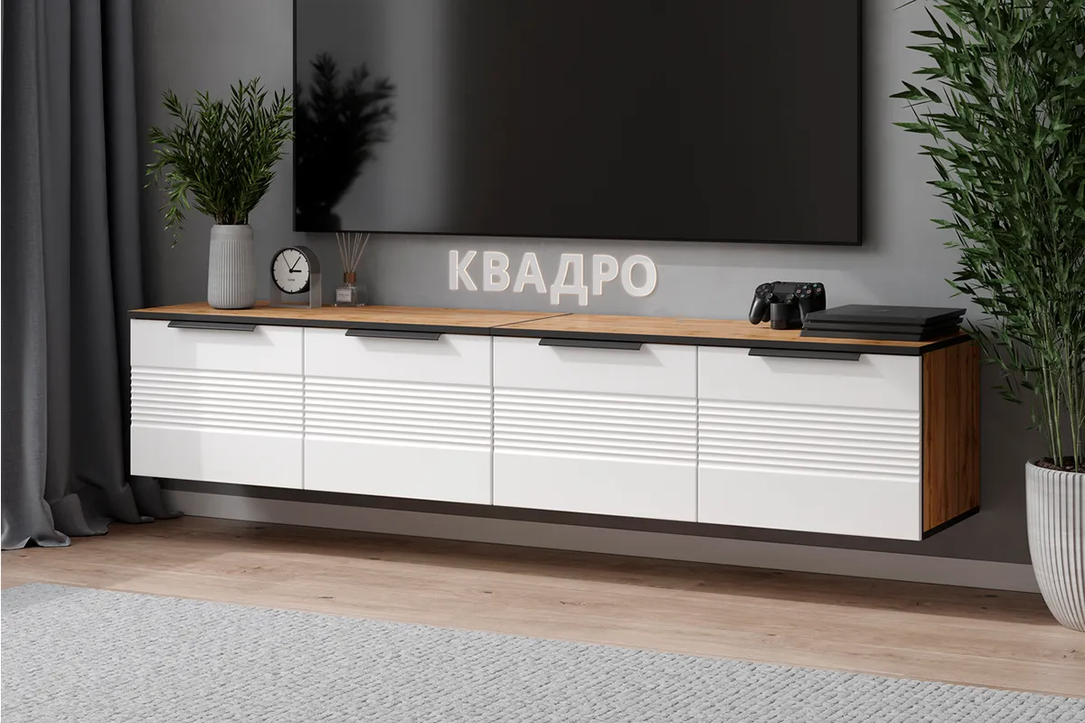 Тумба ТВ Квадро №13 (Дуб вотан / Тальк)
