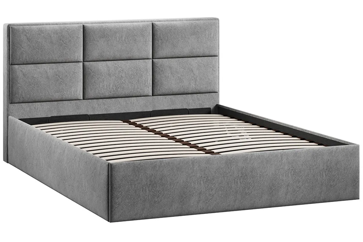 Кровать Стелла c ПМ 160х200 Тип 1 (Микровелюр/Wellmart Silver)