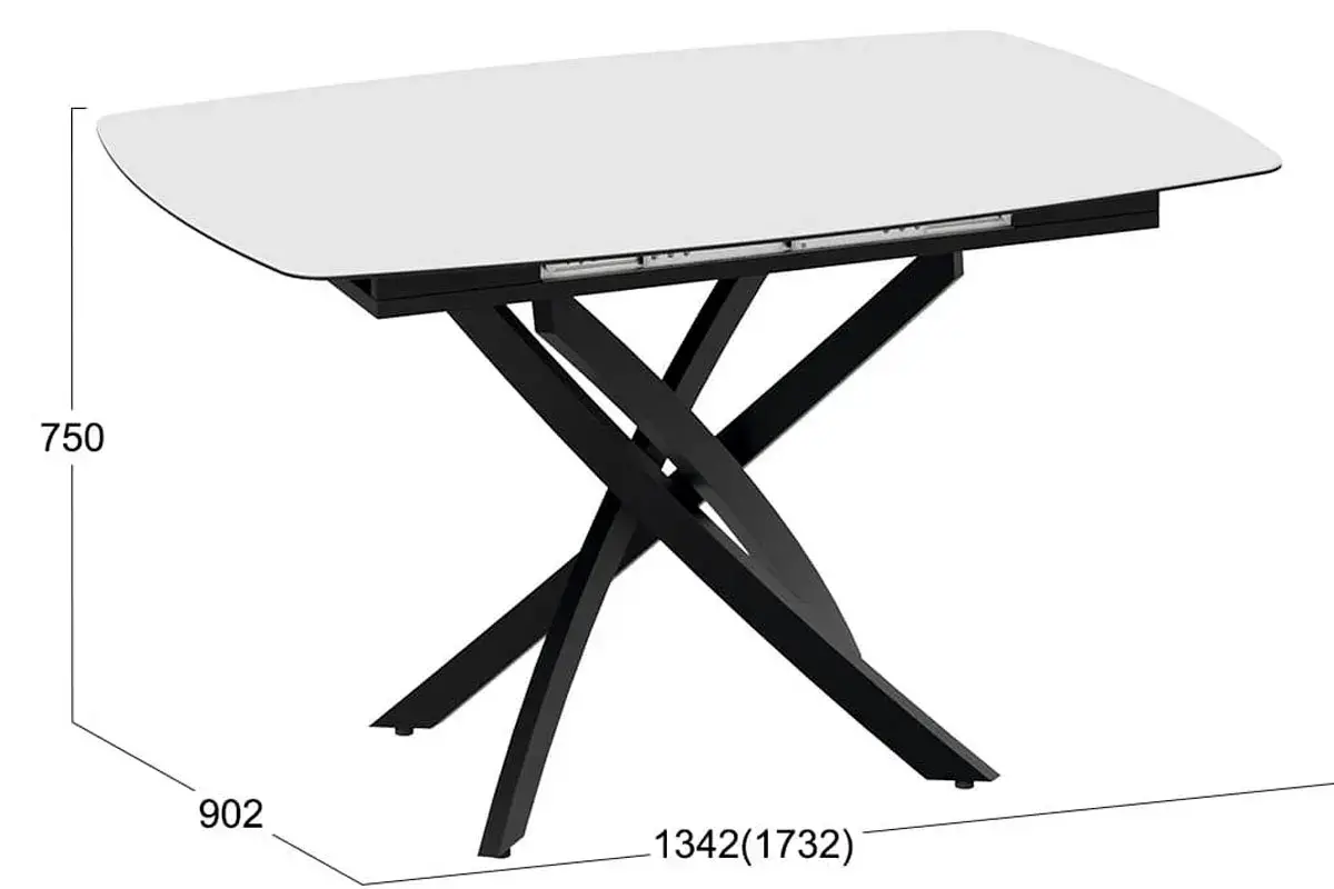 Стол обеденный раздвижной Манхеттен Т1 (Черный муар/Стекло матовое белое)