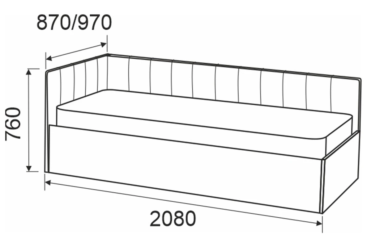 Кровать Мика с ПМ 90х200 универсальная (Newtone ANTRACITE)