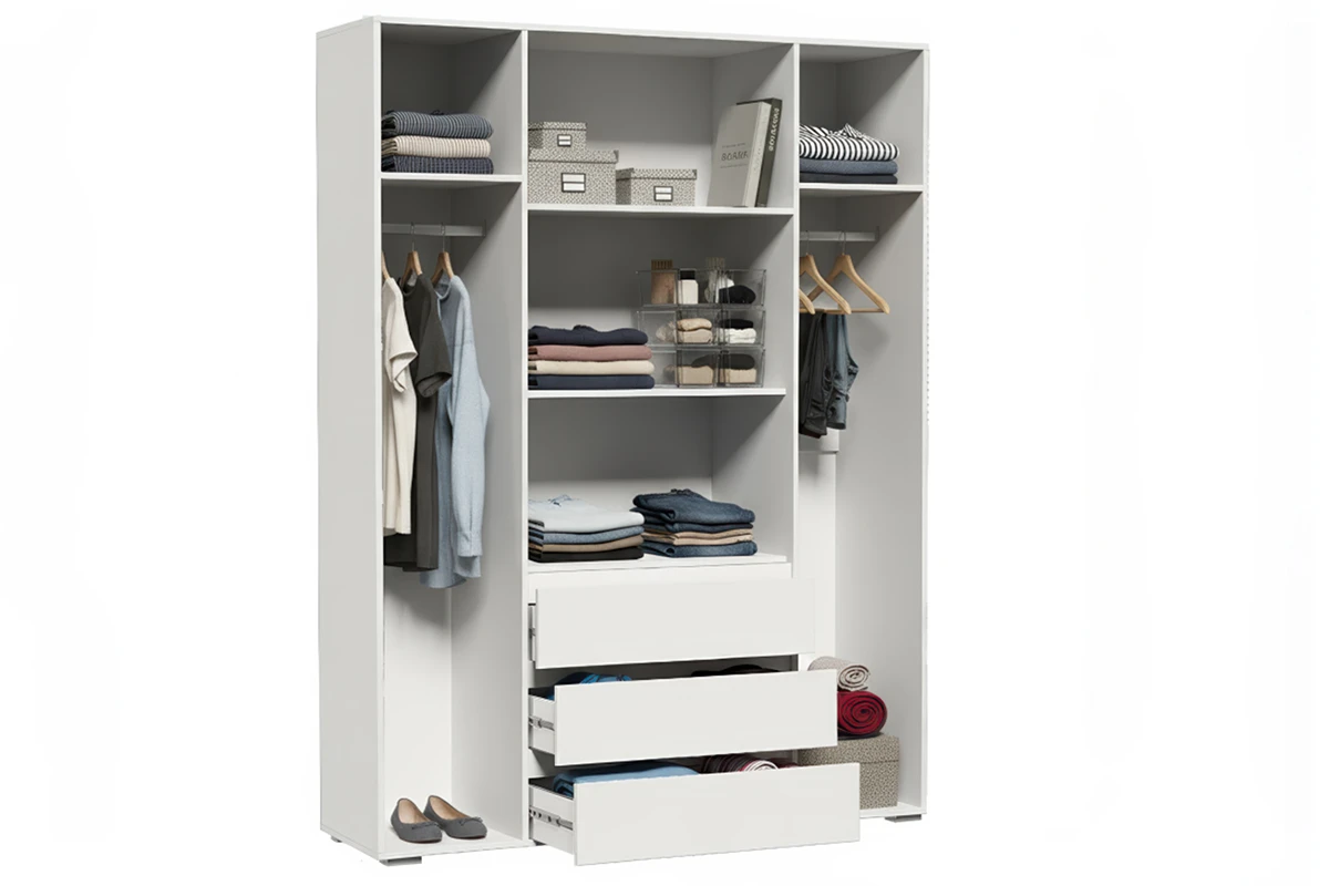 Шкаф 4-створчатый с ящиками Веста (Белый)