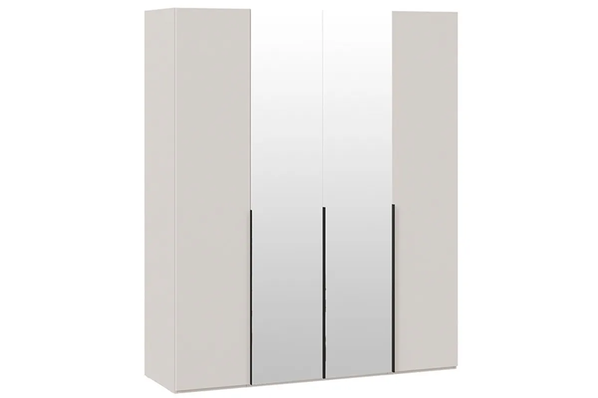 Шкаф для одежды Порто СМ-393.07.108 (580) с 2 глухими и 2 зеркальными дверями (Кашемир матовый / Кашемир сатин)