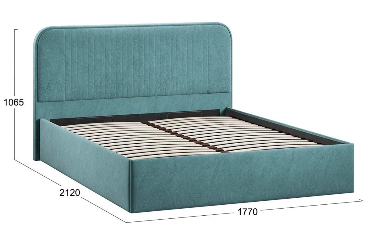 Кровать Тиффани Тип 1 с ПМ 160х200 (Микровелюр / Wellmart Indigo)