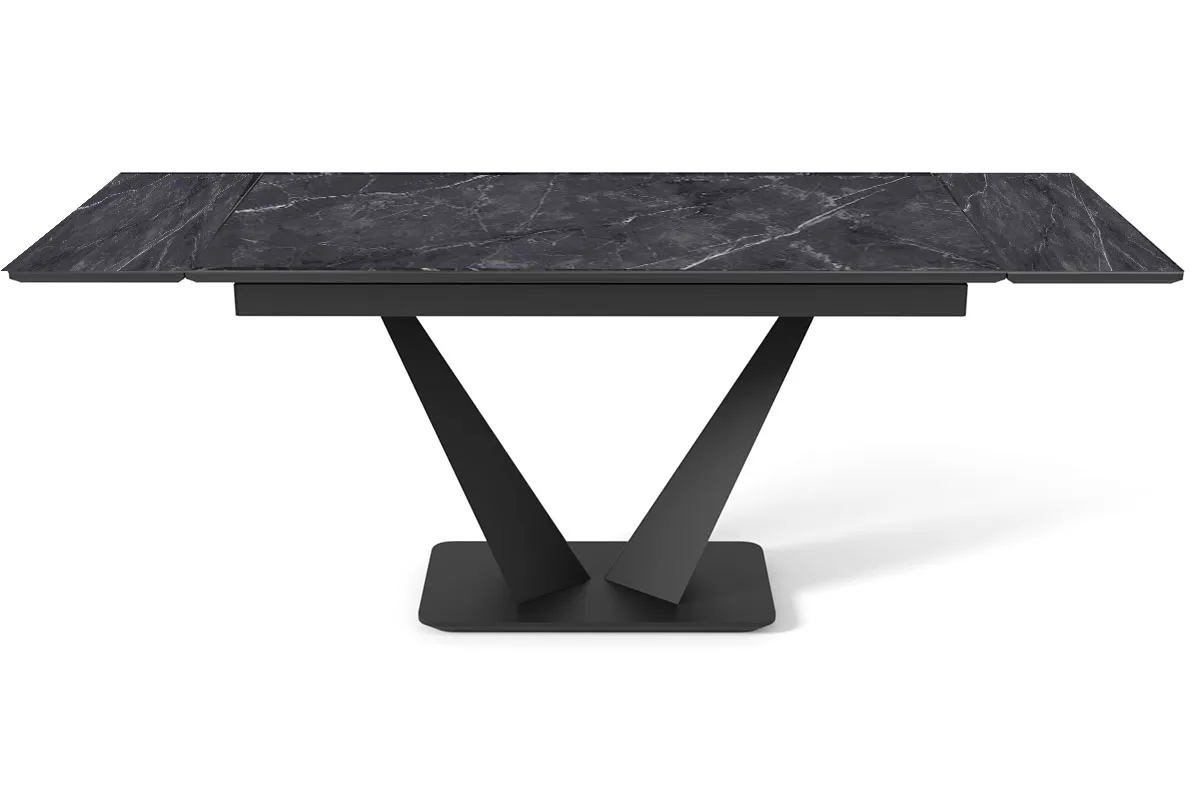 Стол обеденный Ниагара 1400(2000) (ст. №2 / Керамика FNZ9206053 Shakespeare black / МДФ Черный кварц / Металл Черный)