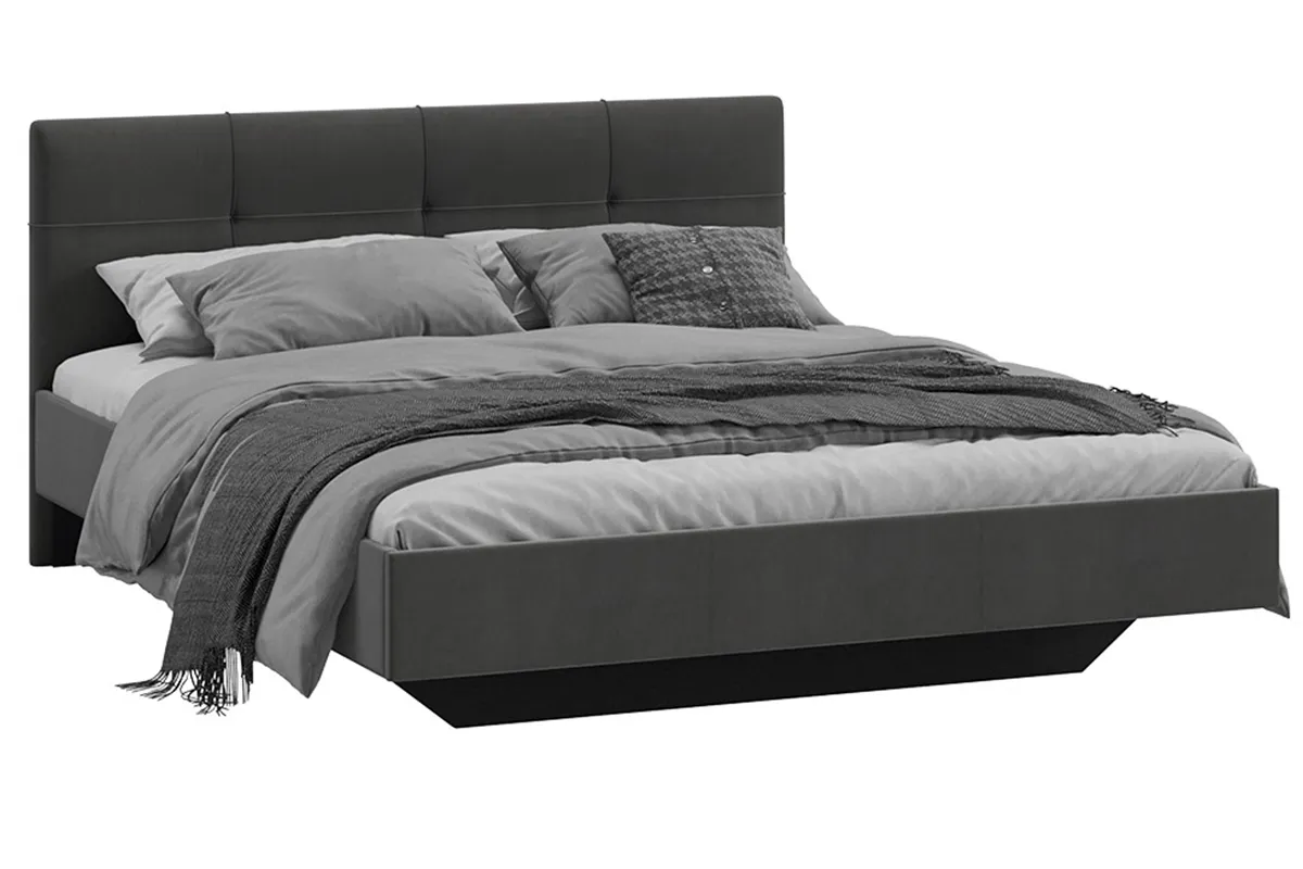 Кровать Элис с мягкой обивкой Тип 1 Исп.2 160х200 (Велюр/Графит)