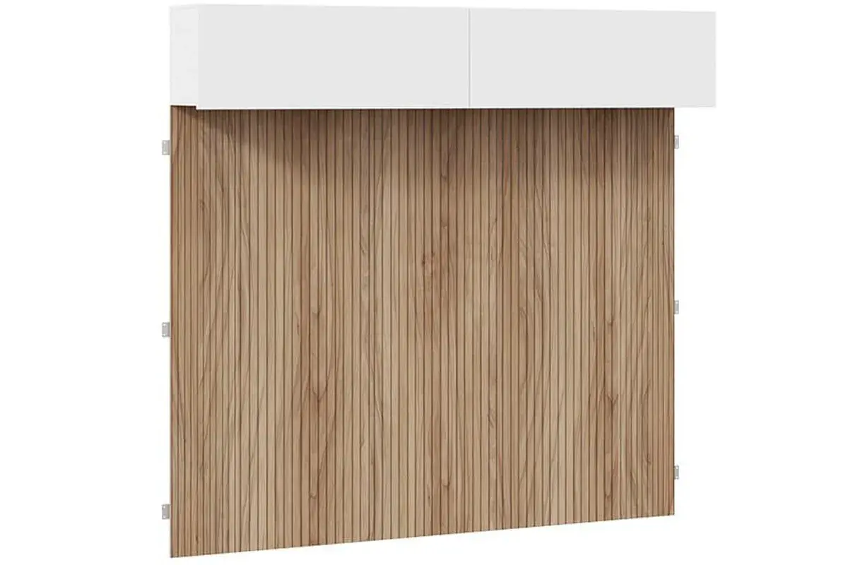 Шкаф навесной с декоративными панелями Порто СМ-393.21.023-24 (Белый жемчуг/Яблоня беллуно/Белый софт)