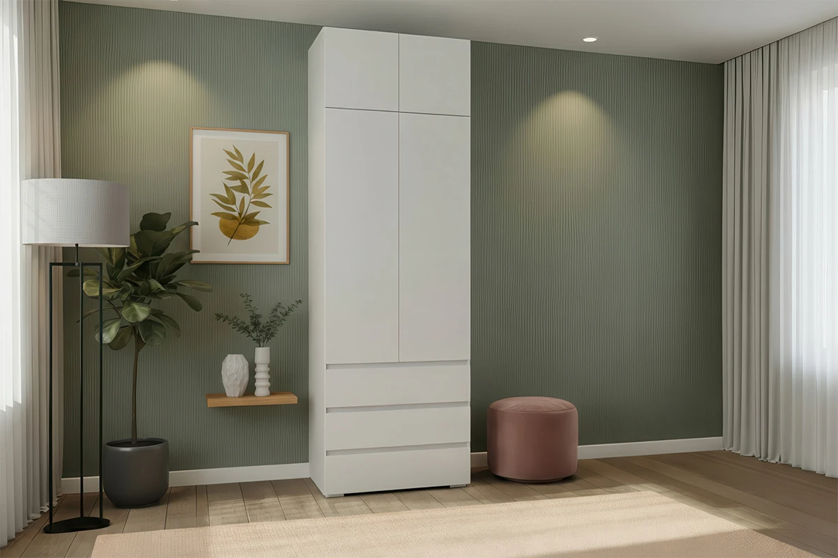 Шкаф с антресолью 2-створчатый Веста (Белый)