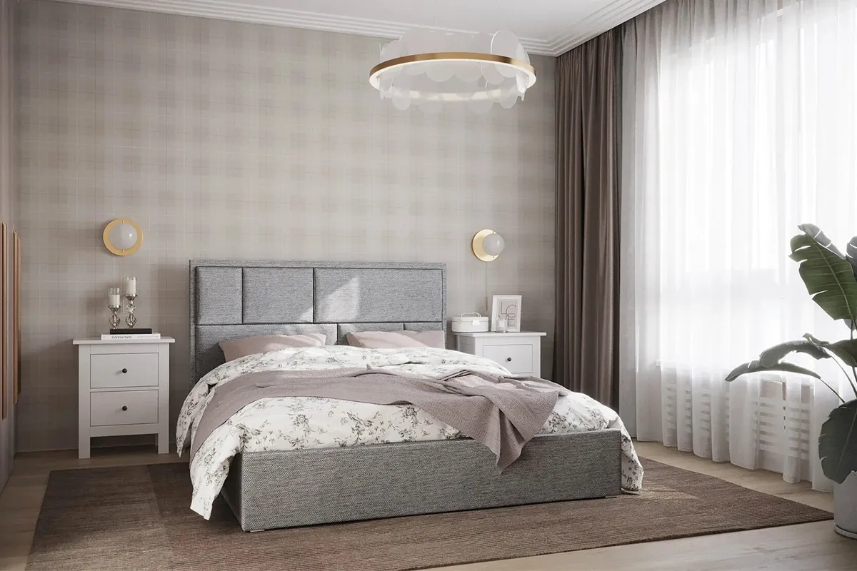 Кровать Madison с ПМ 160х200 (Рогожка / Серая) 72305916