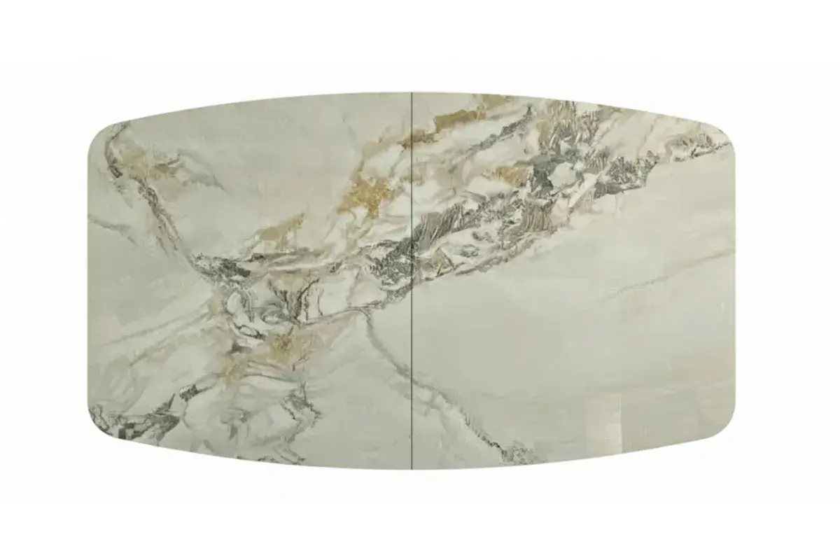 Стол обеденный Аризона 1300х800 (Керамика YB 8020111BG Gold Jade / МДФ в пленке Черный кварц /Металл черный)