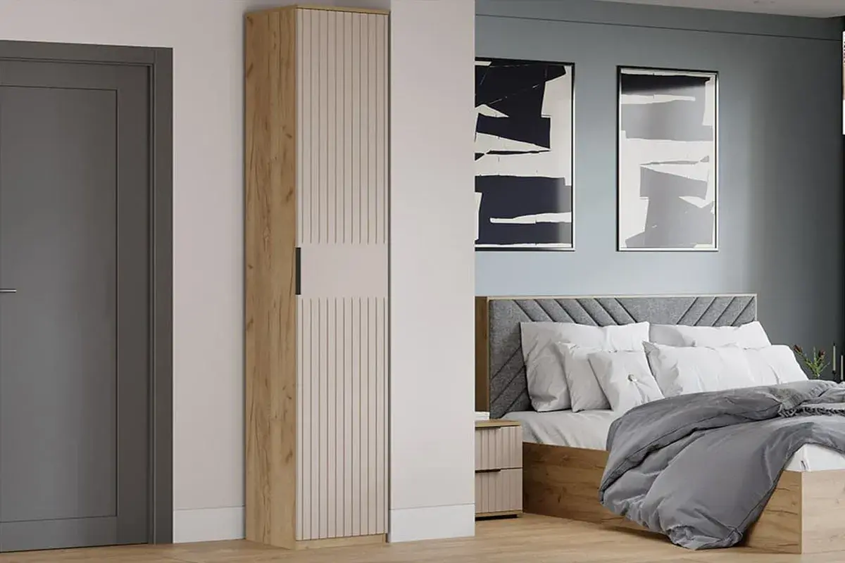 Шкаф для белья Хилтон Исп. 2 (Дуб Крафт золотой / Мокко матовый)