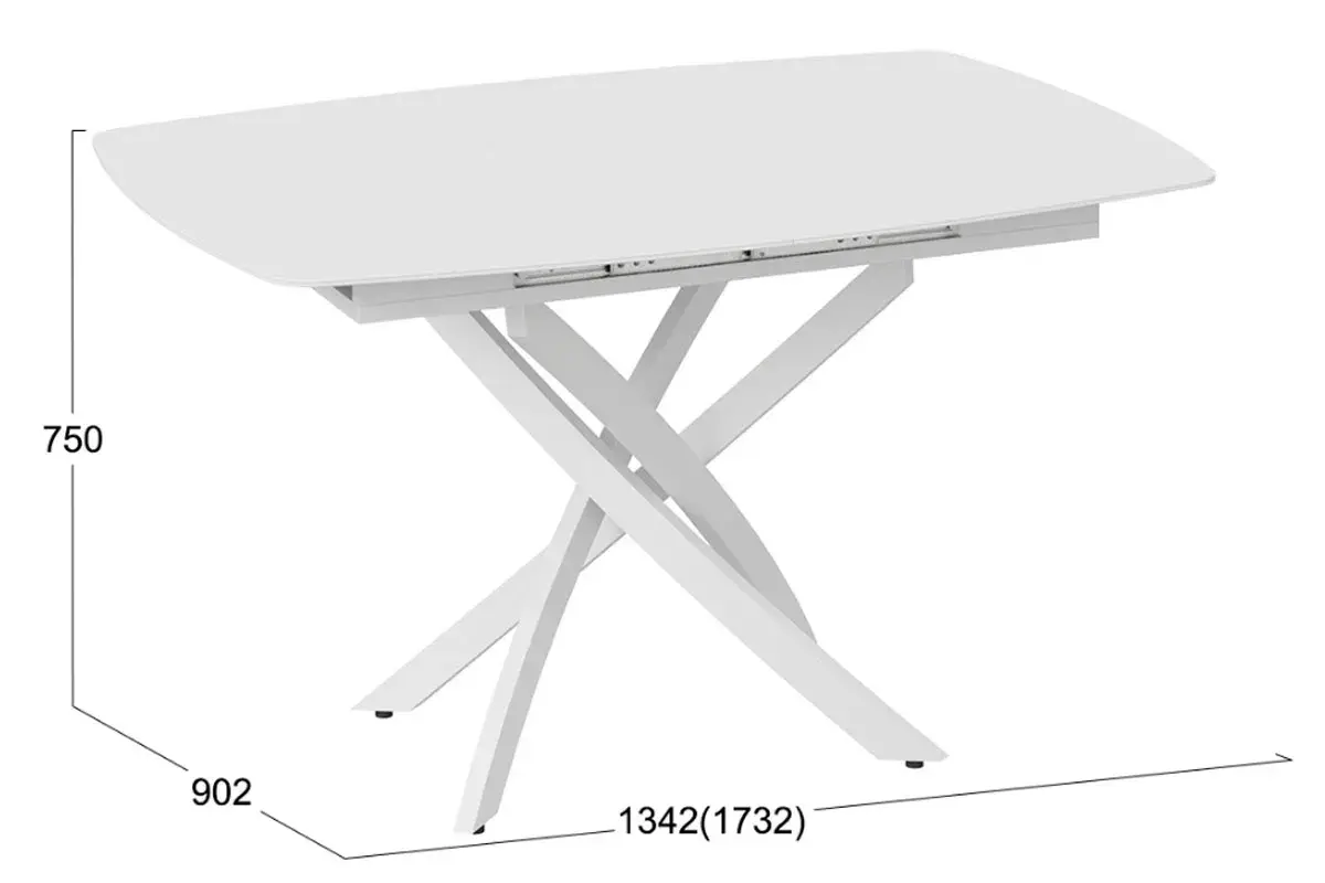 Стол обеденный раздвижной Манхеттен Т1 (Белый муар/Стекло матовое белое)