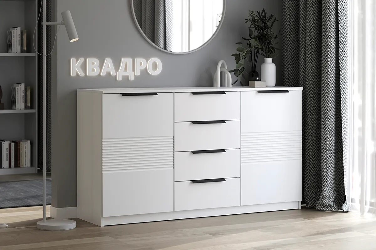 Комод Квадро №1500.3 (Белый / Тальк)