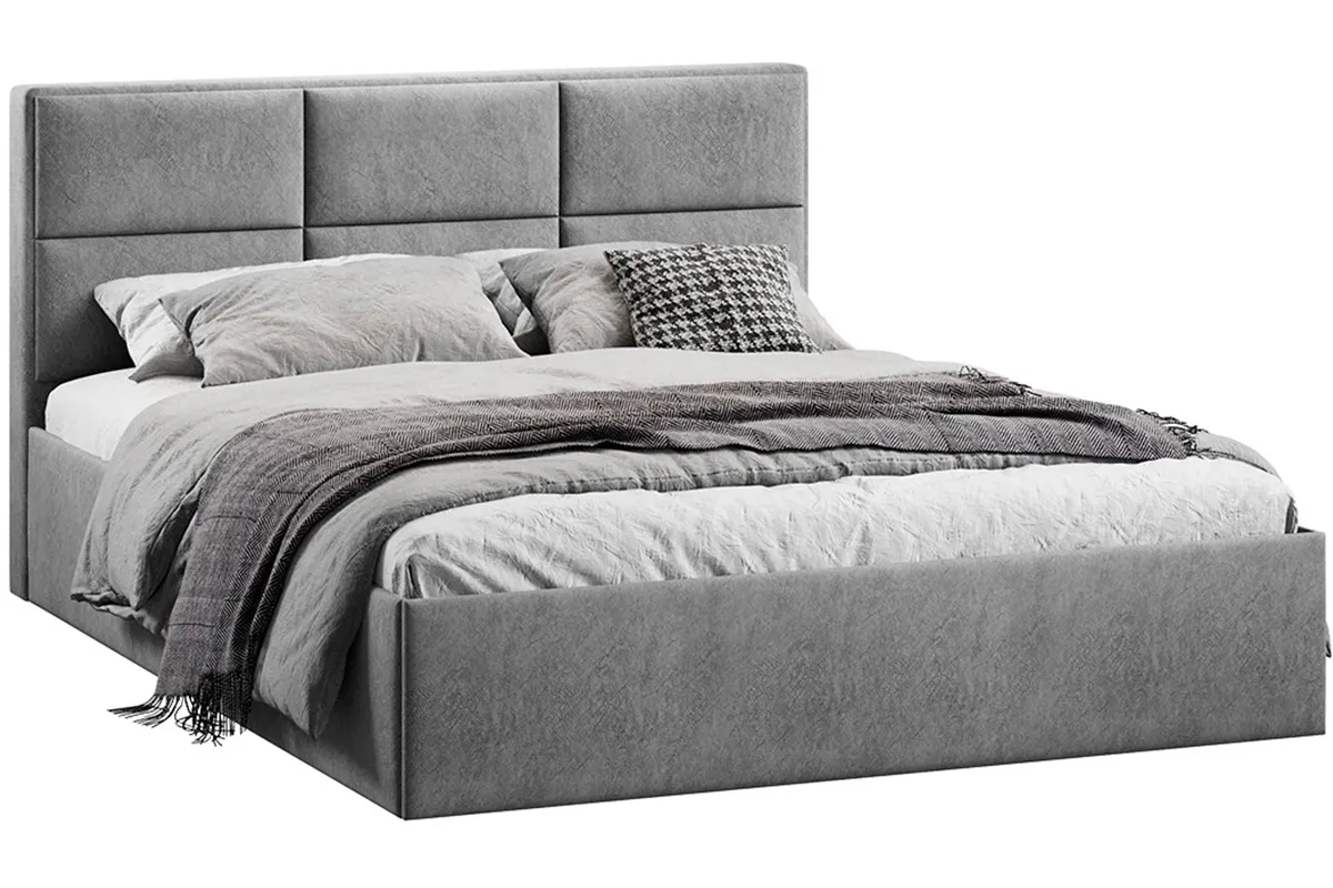 Кровать Стелла c ПМ 160х200 Тип 1 (Микровелюр/Wellmart Silver)