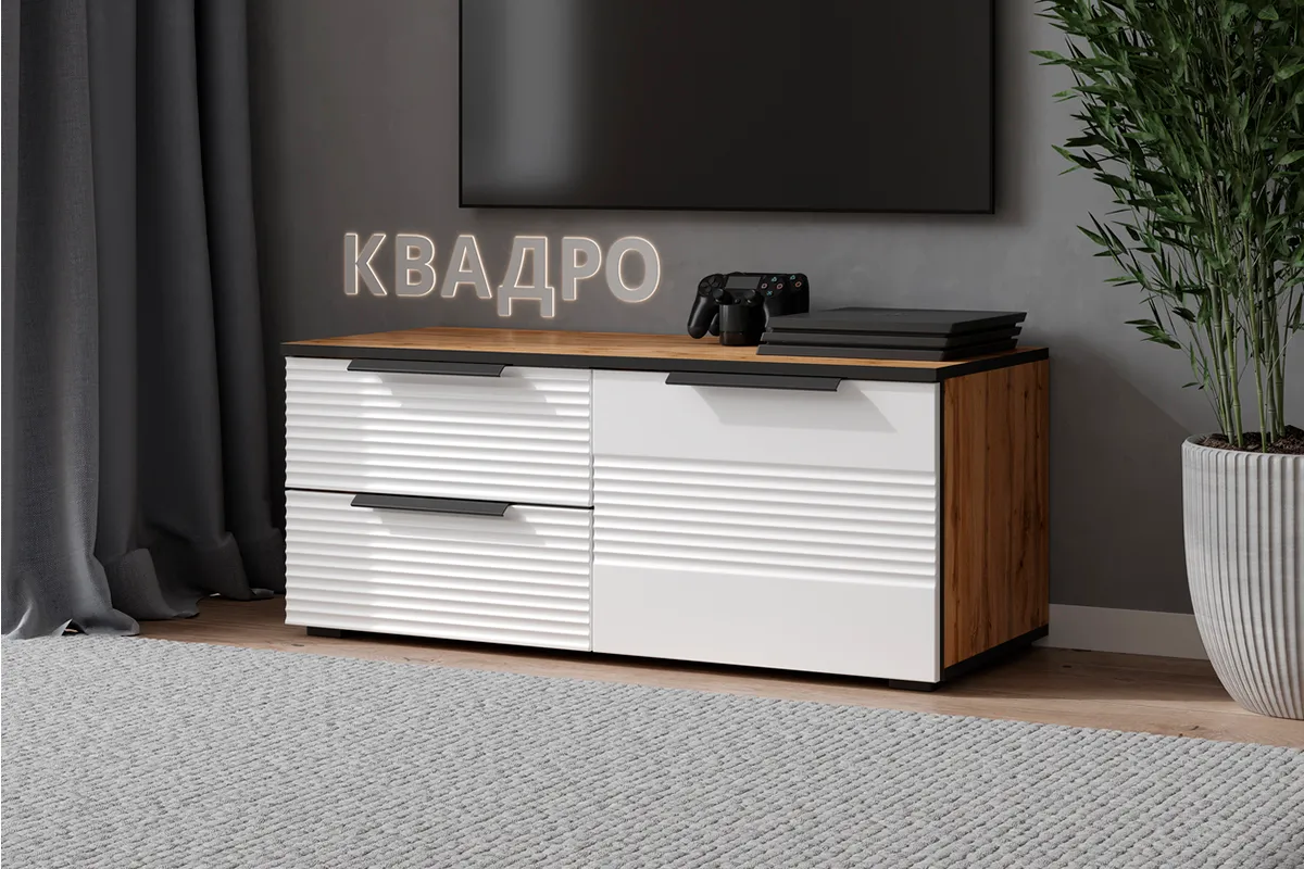 Тумба ТВ Квадро №6 (Дуб вотан / Тальк)