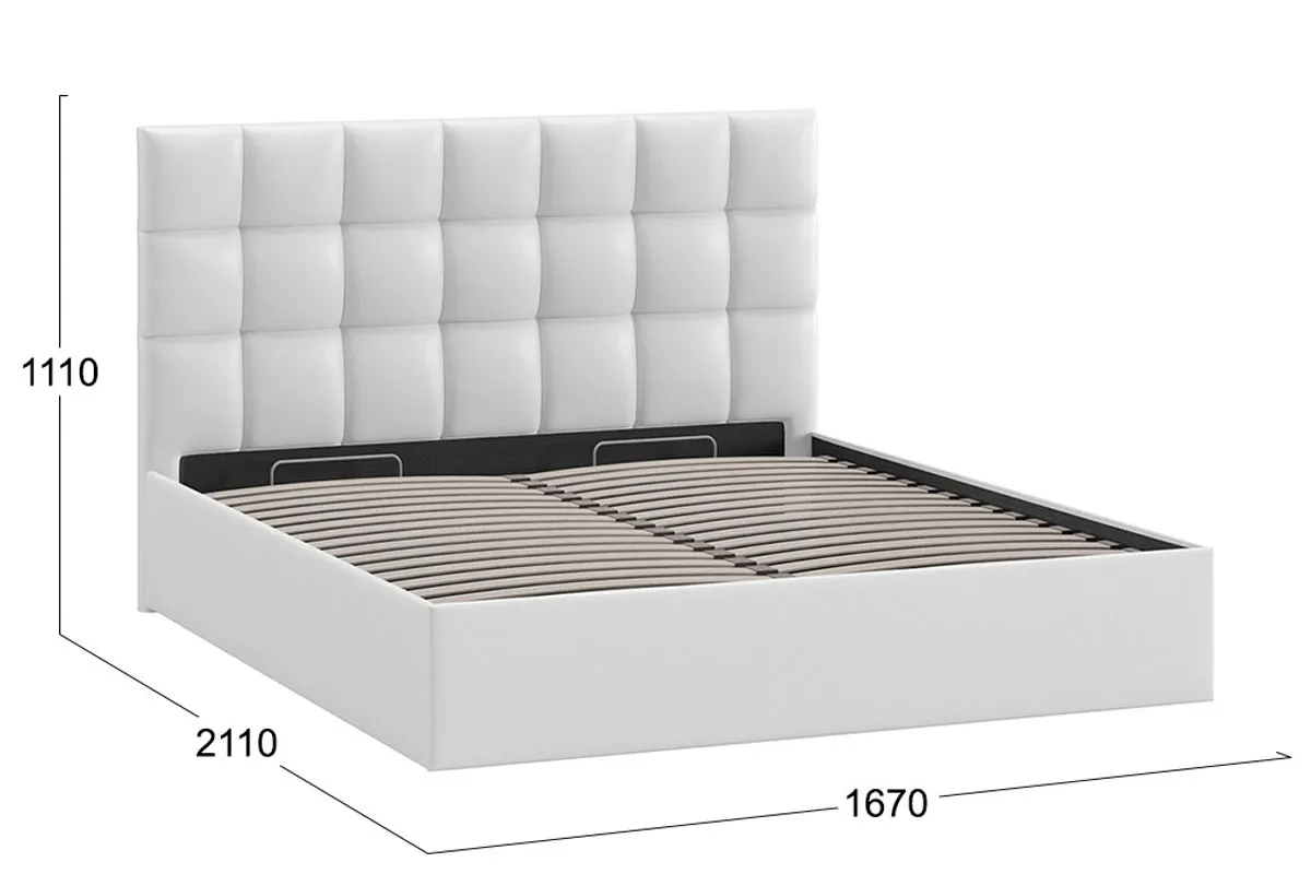 Кровать универсальная Эмбер Тип 1 с ПМ 160х200 (Экокожа белая/Polo)