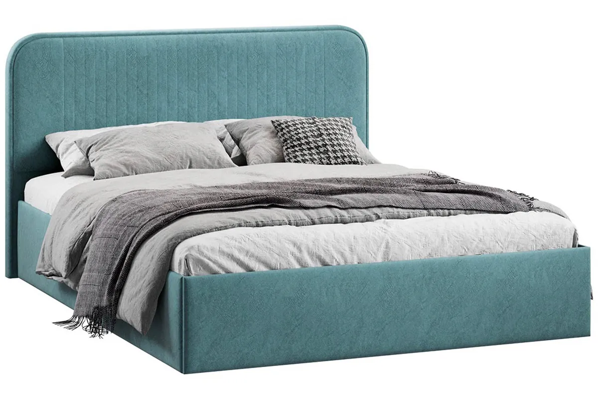 Кровать Тиффани Тип 1 с ПМ 160х200 (Микровелюр / Wellmart Indigo)