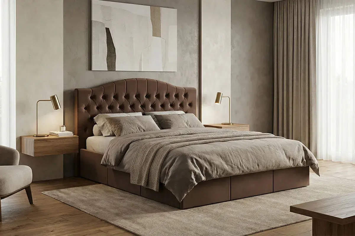 Кровать Валенсия с подъемным механизмом 160х200 (Ткань Коричневая)
