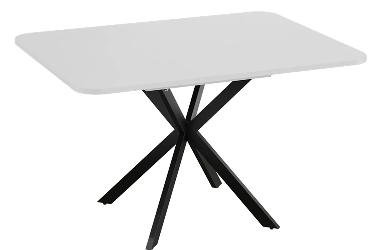 Стол обеденный Лиссабон раздвижной Тип 1 (Черный муар / Белый)
