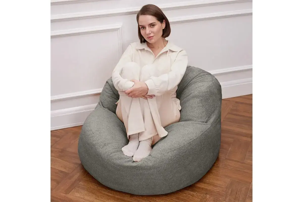 Кресло бескаркасное Bubble (Букле / Светло-серый)