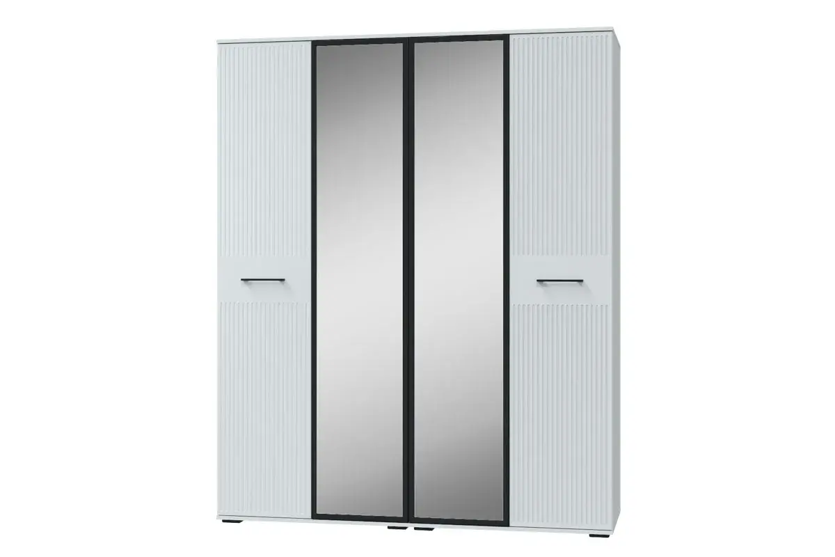 Шкаф Шарлиз 4-х дв. с зеркалом (Белое сияние/Белый снег)