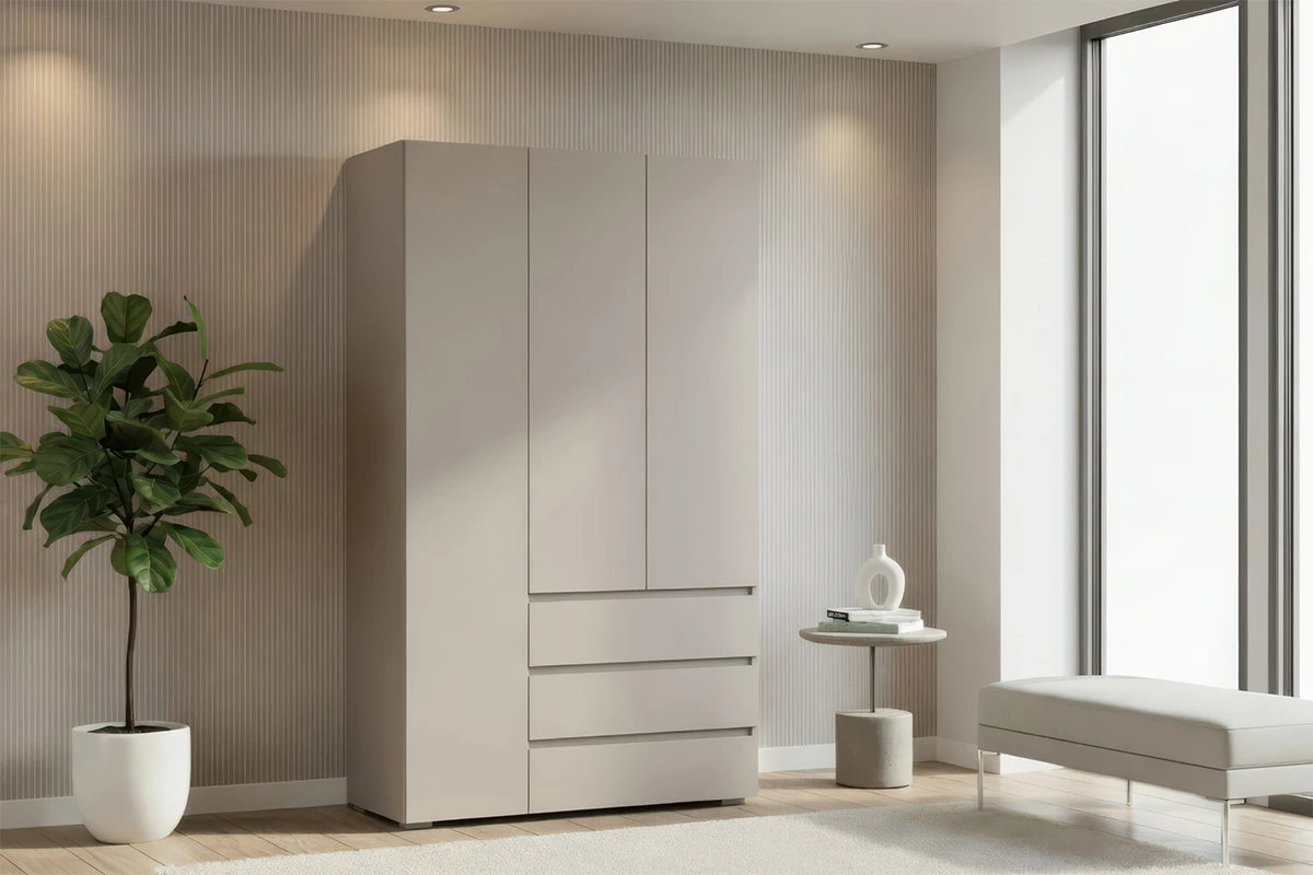 Шкаф 3-створчатый с ящиками Веста (Бежевый)