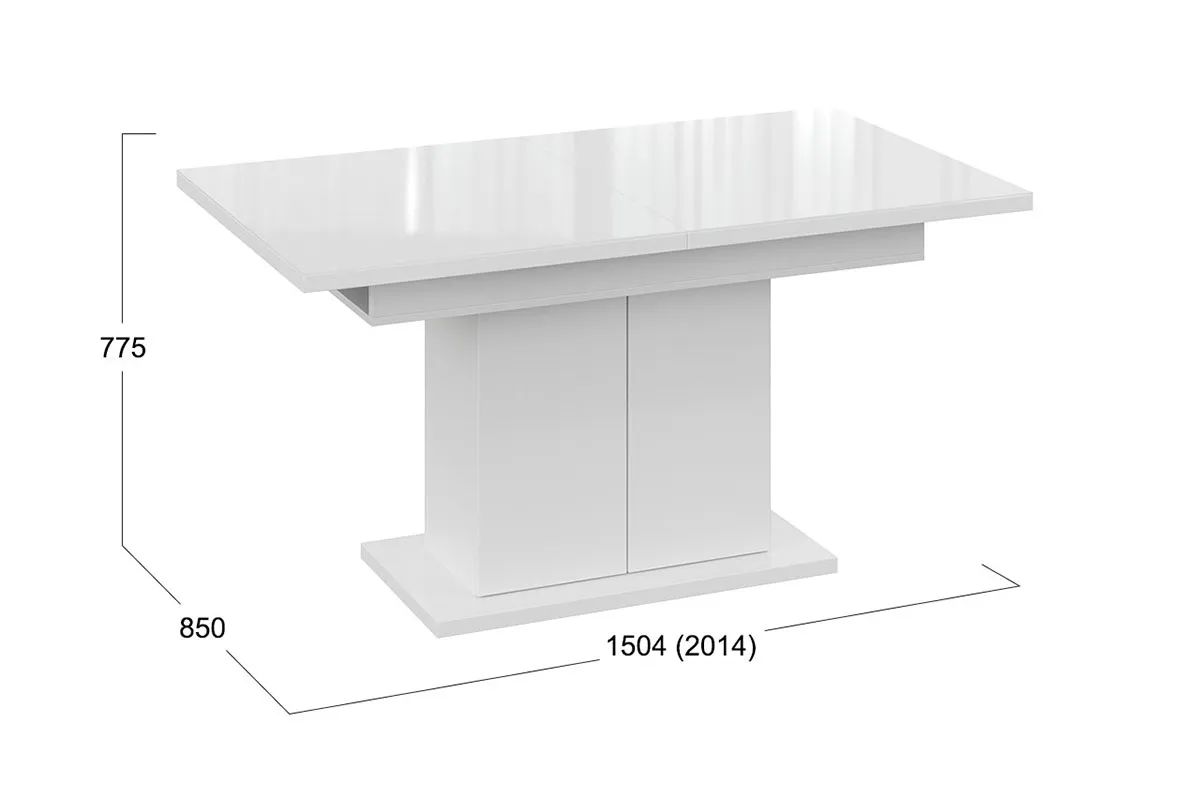 Стол раздвижной Детройт Тип 2 (Белый/Стекло белый глянец)