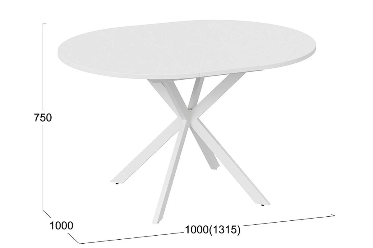 Стол обеденный раздвижной Мэдисон Тип 1 (Белый муар/Белый)