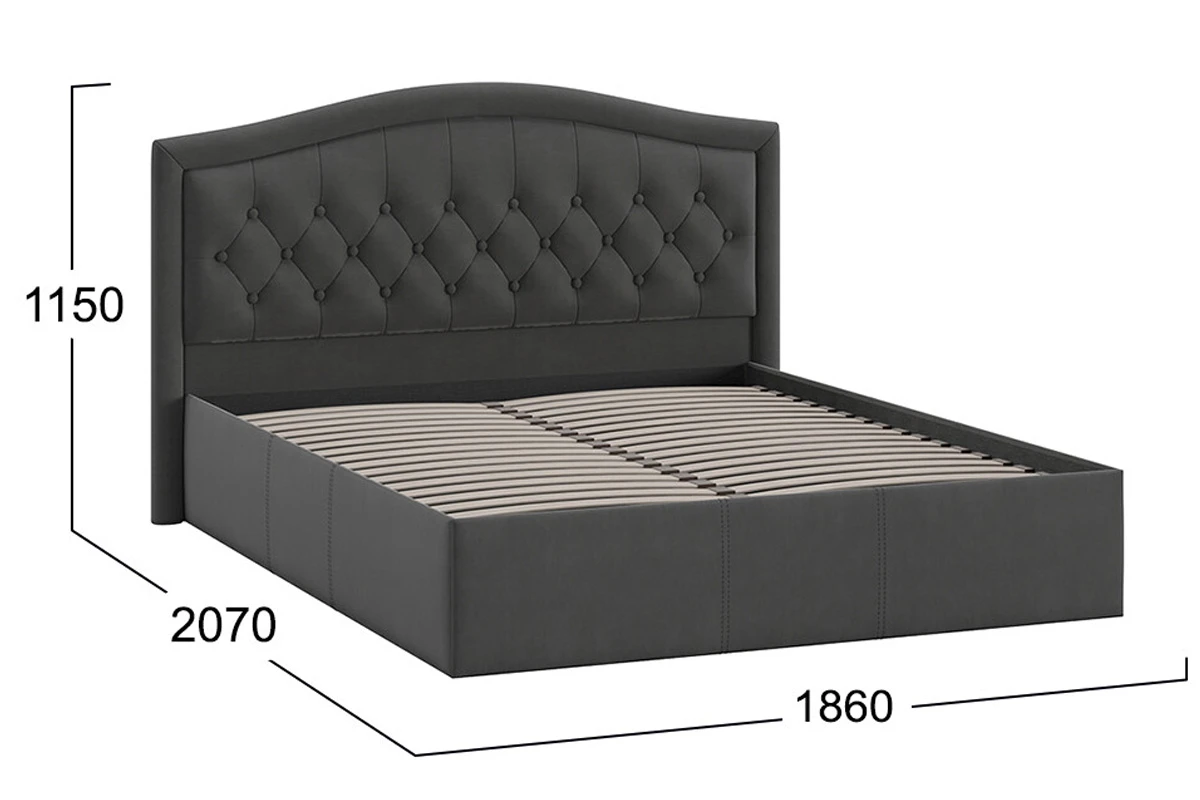 Кровать Адель Тип 1 без ПМ 160х200 (Велюр/Графит)