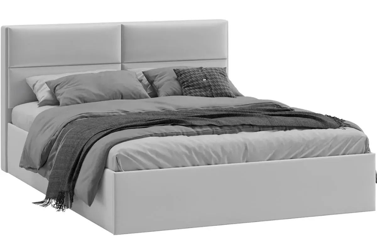 Кровать универсальная Глосс Тип 1 160х200 с ПМ и заглушиной (Велюр/Confetti Silver)