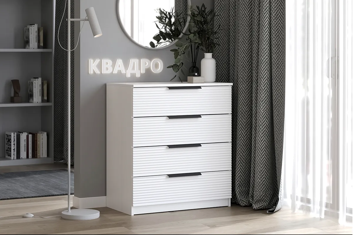 Комод Квадро №750.3 (Белый / Тальк)