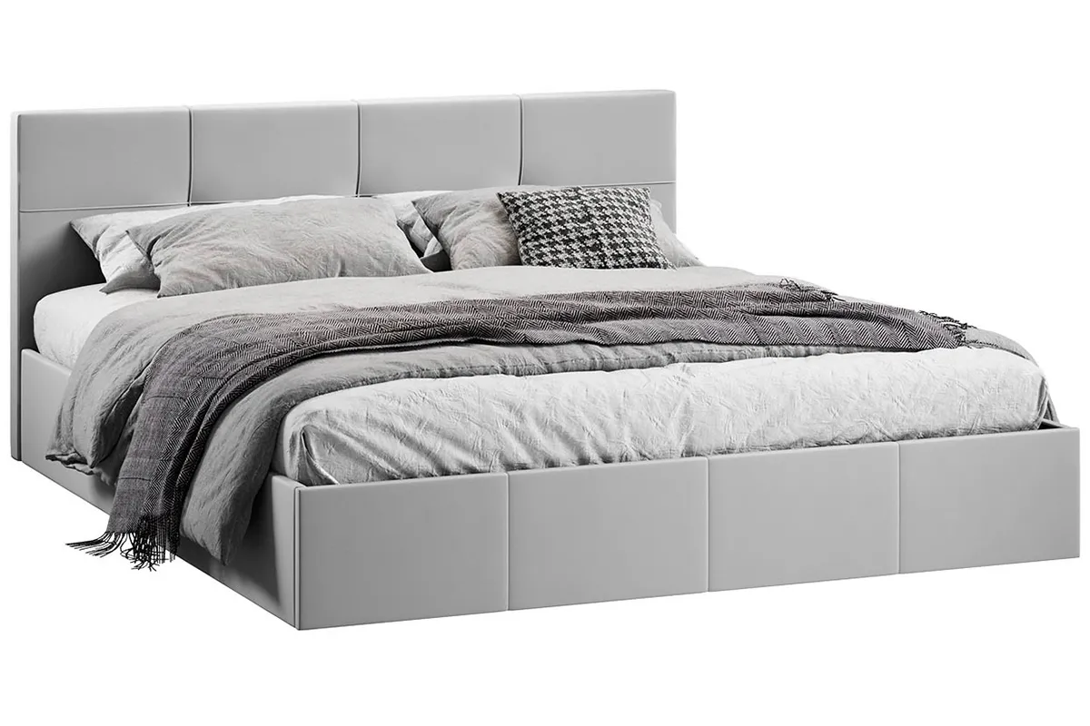 Кровать Лора с ПМ и заглушиной 180х200 (Велюр / Confetti Silver)