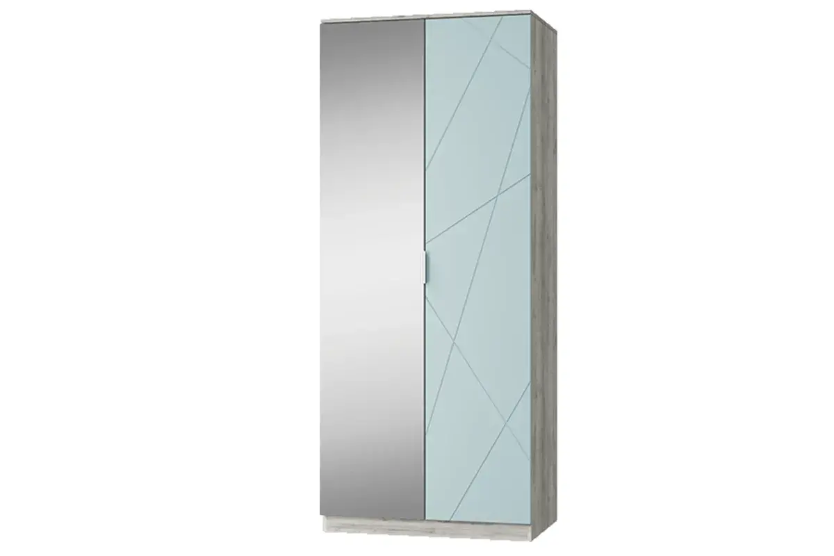 Шкаф Лагуна для одежды 2-х дв.с зеркалом (Дуб серый/Серо-голубой)