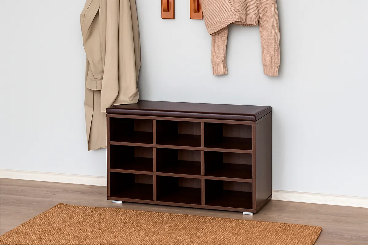 Тумба для обуви Харис Тип 4 (Дуб Венге/ Кожзам коричневый)