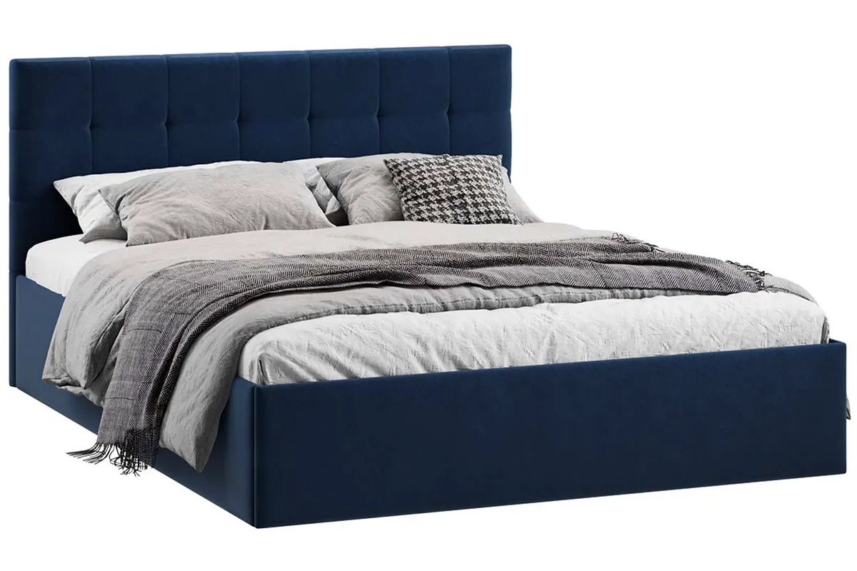 Кровать Джоли Тип 1 с ПМ и заглушиной 160х200 (Микровелюр / Wellmart Blue)