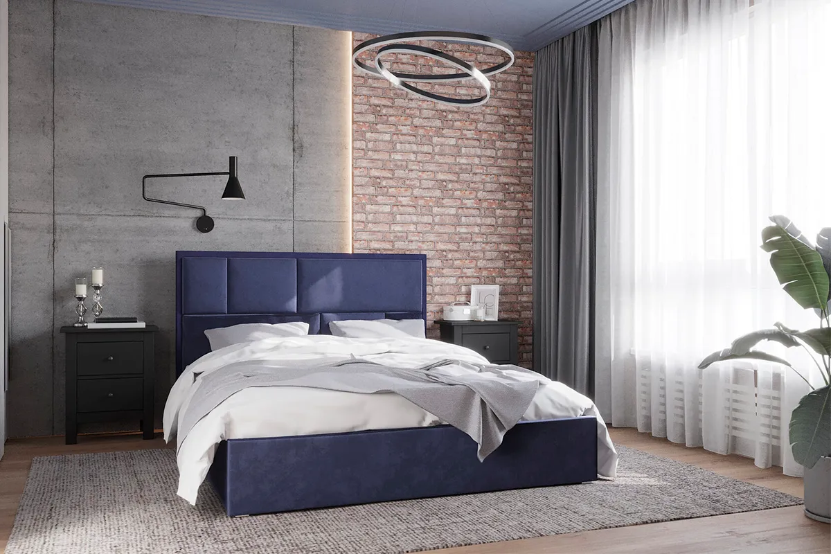 Кровать Madison с ПМ 140х200 (Велюр / Индиго) 72306317