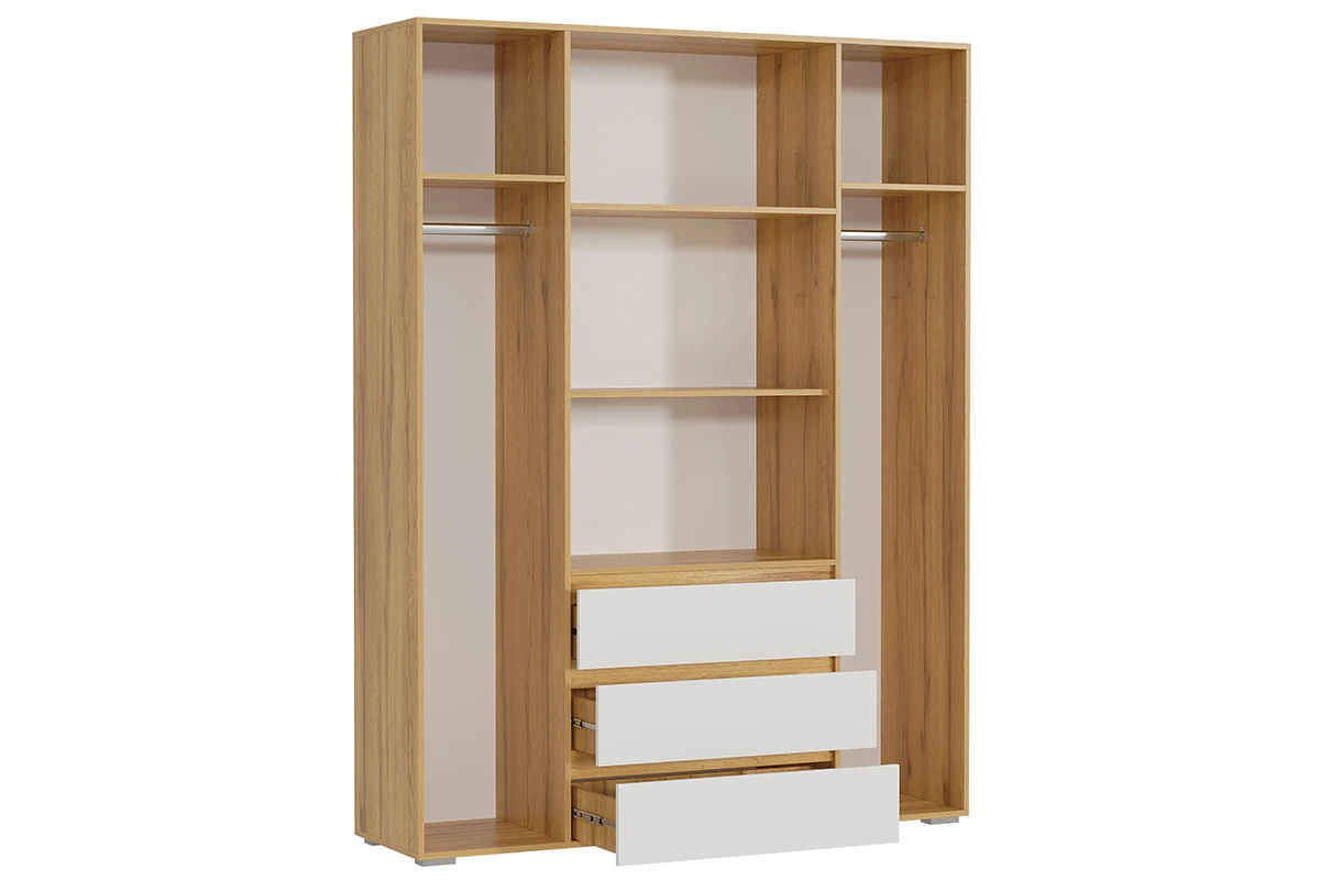 Шкаф 4-створчатый с ящиками Веста (Дуб золотистый / Белый)