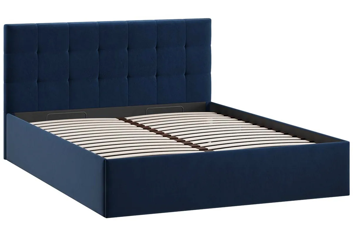 Кровать Джоли Тип 1 с ПМ и заглушиной 160х200 (Микровелюр / Wellmart Blue)
