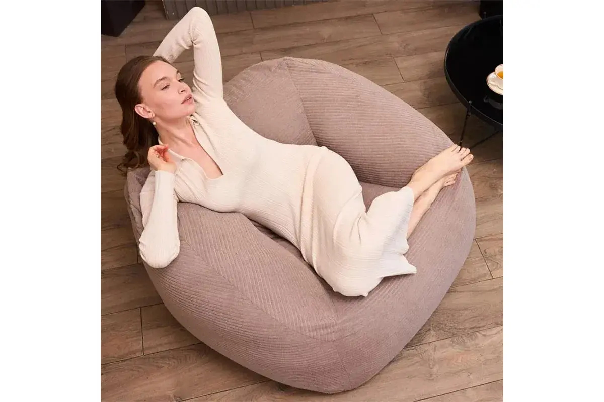 Бескаркасное кресло Нова (Вельвет / Бежевый песочный) 5XL