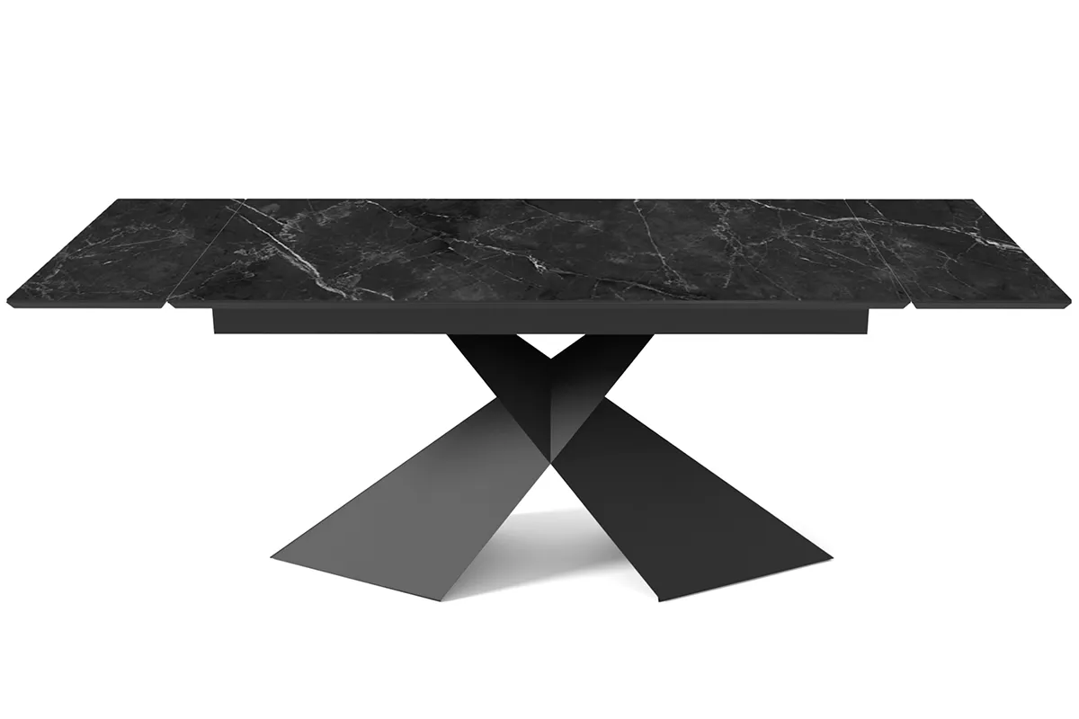 Стол обеденный Марвел 1600(2200) (ст. №2 / Керамика YB90200B6 Matte Черный мрамор / Металл Черный)