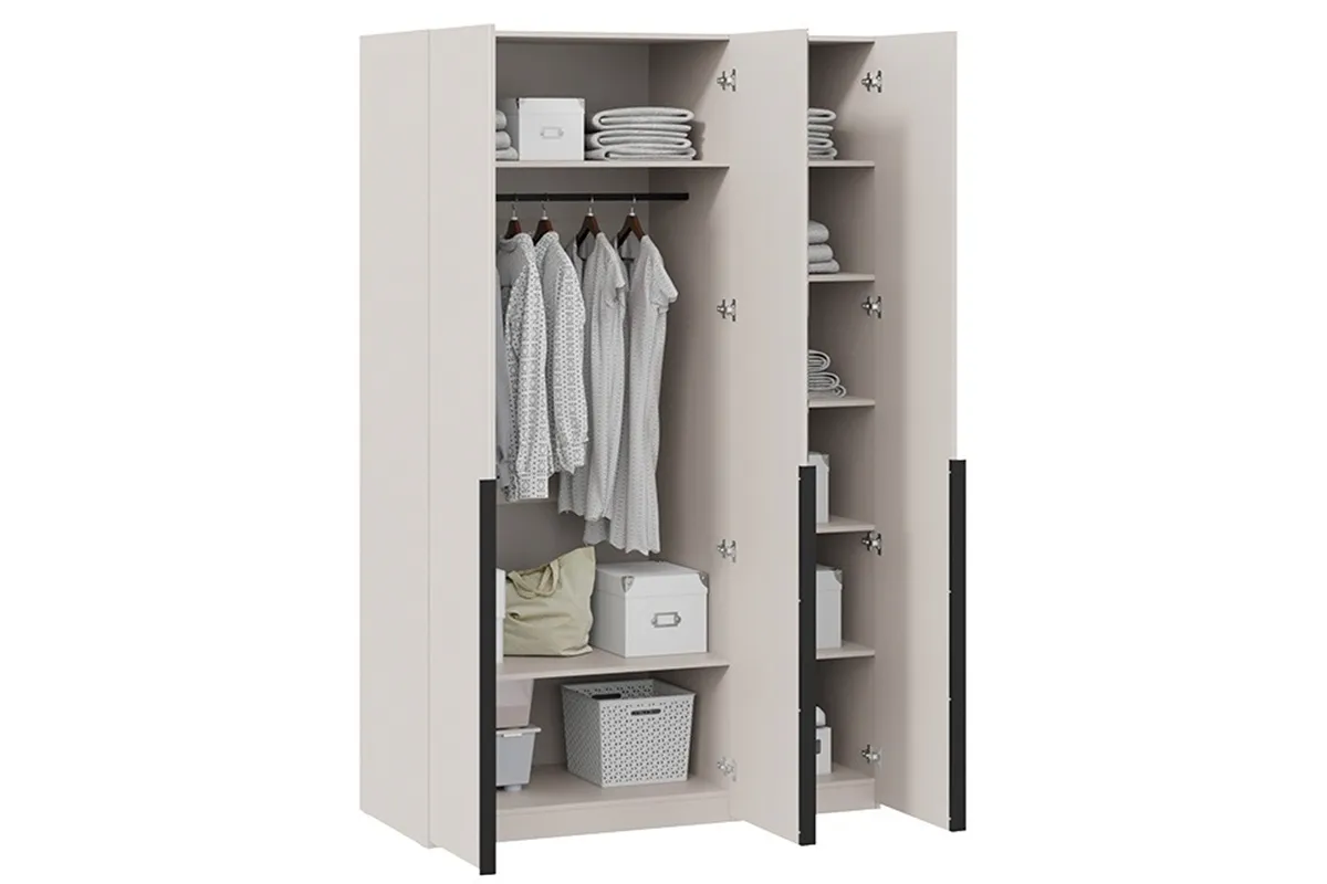 Шкаф для одежды Порто СМ-393.07.112 (580) с 2 глухими и 1 зеркальной дверями (Кашемир матовый / Кашемир сатин)