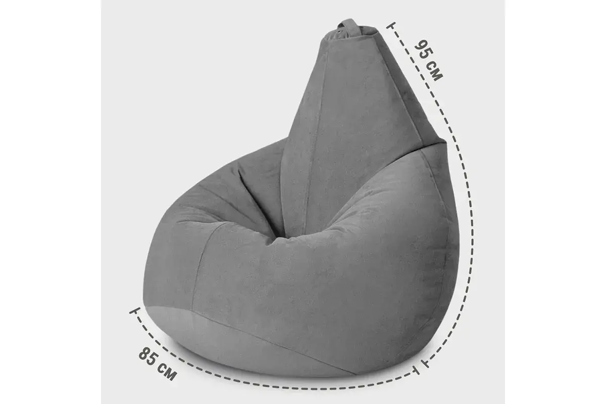 Кресло-мешок Груша Стандарт 3XL (Велюр / Сталь)