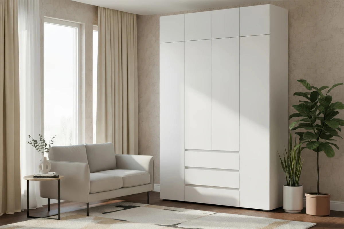 Шкаф с антресолью 4-створчатый Веста (Белый)