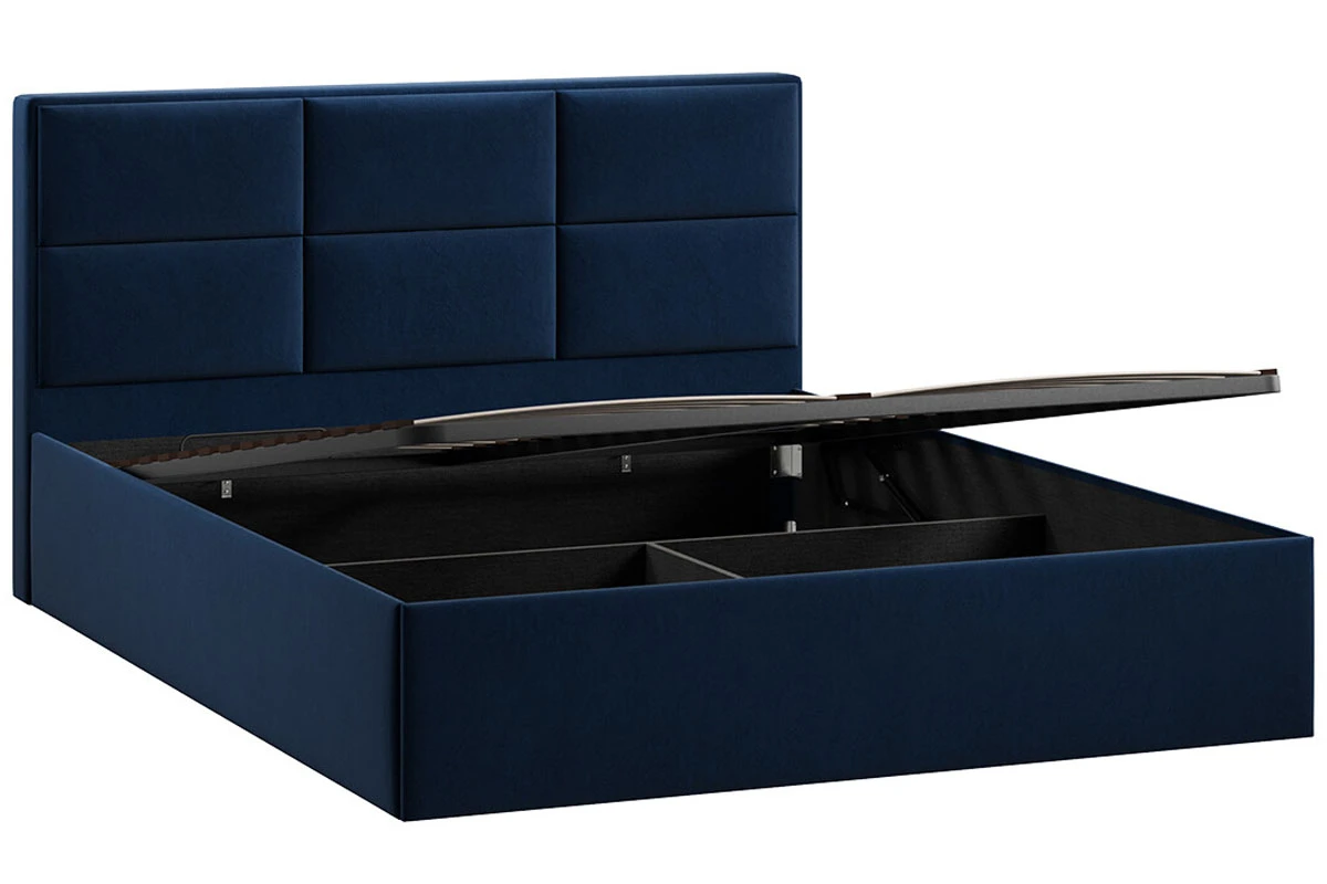 Кровать Стелла с ПМ Тип 1 и заглушиной 160х200 (Микровелюр/Wellmart Blue)