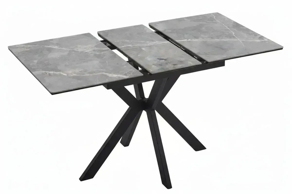 Стол обеденный Комильфо Мини (Керамика Серый Мрамор FNZ9206050 LARKA GREY / МДФ Черный Кварц / Рама черная / Металл Черный)
